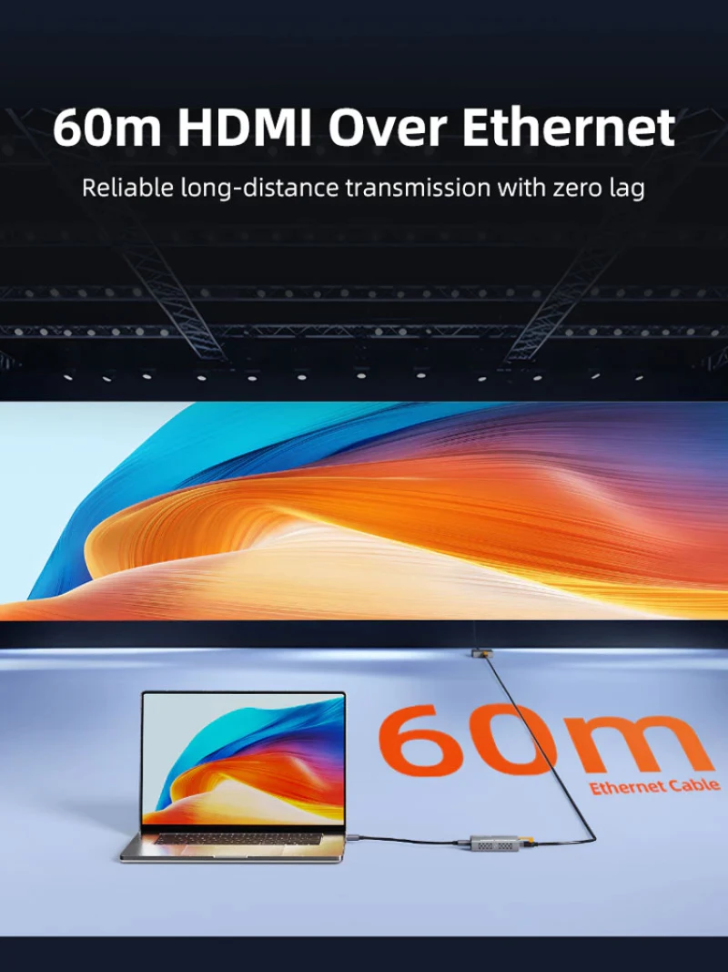 CABLETIME HDMI video extender CT-HEHD-FG60 μέσω καλωδίου RJ45, 1080p/60Hz, έως 60m