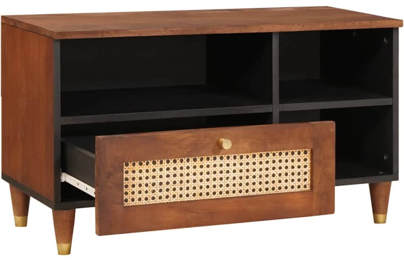vidaXL Ντουλάπι TV με ράφι Καφέ 80 x 33,5 x 46 εκ. Στερεό ξύλο μάνγκο
