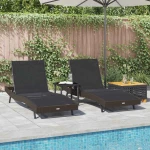 vidaXL Ξαπλώστρα 3 pcs Καφέ 197 x 70 x 82 εκ. συνθετικό ρατάν