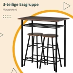 Σετ μπαρ, 3 τεμαχίων, τραπέζι & 2 σκαμπό, ράφι, industrial design, μαύρο/δρυς