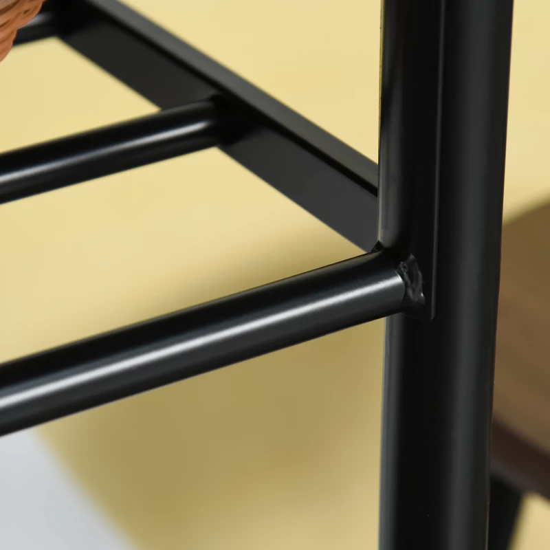 Σετ μπαρ, 3 τεμαχίων, τραπέζι & 2 σκαμπό, ράφι, industrial design, μαύρο/δρυς