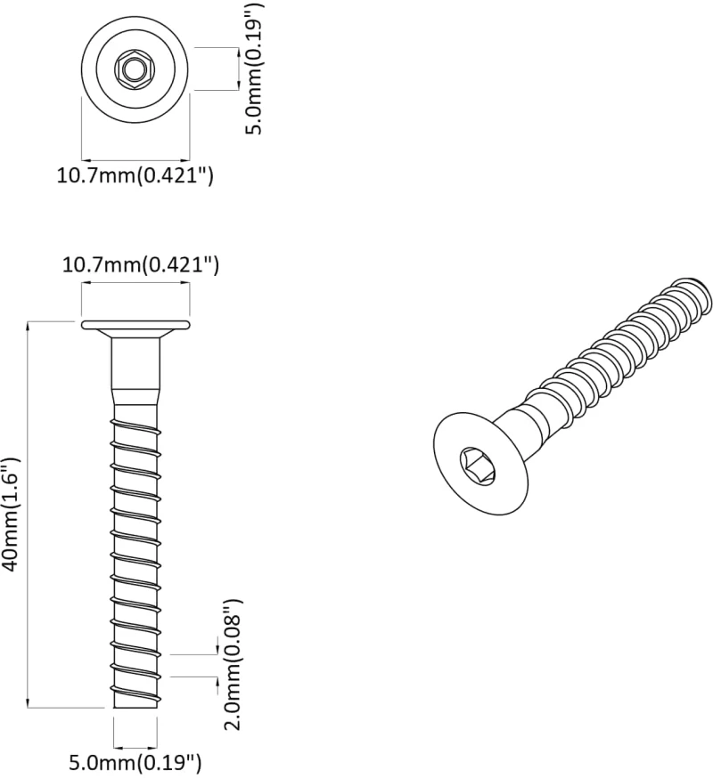 vidaXL Βίδες Επιβεβαίωσης 12 pcs Ασημί Ø5 x 40 mm Μέταλλο