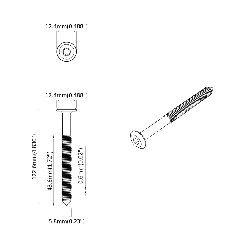 vidaXL Βίδα 2 pcs Ασημί M6 x 120 mm Ατσάλι