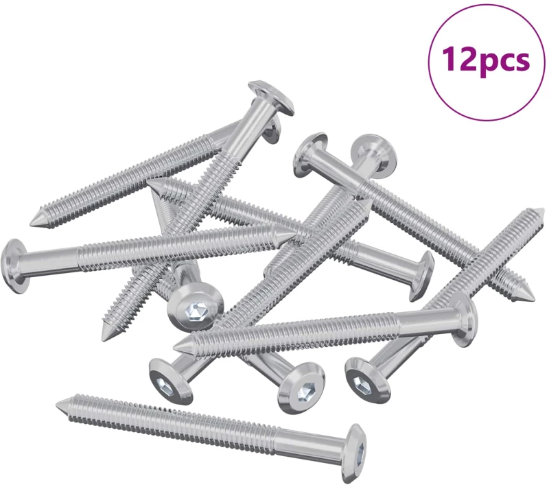 vidaXL Βίδες επίπλων 12 pcs Ασημί M6 x 60 χιλ. Ατσάλι