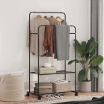 vidaXL Ράφι Ρούχων με ράφι με τροχούς Μαύρο 80 x 53 x 156 εκ