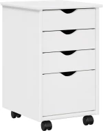 vidaXL Κινητό Ντουλάπι με τροχούς Λευκός 34 x 39 x 56 εκ Στερεό πεύκο