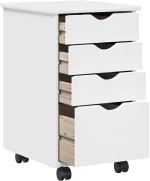 vidaXL Κινητό Ντουλάπι με τροχούς Λευκός 34 x 39 x 56 εκ Στερεό πεύκο