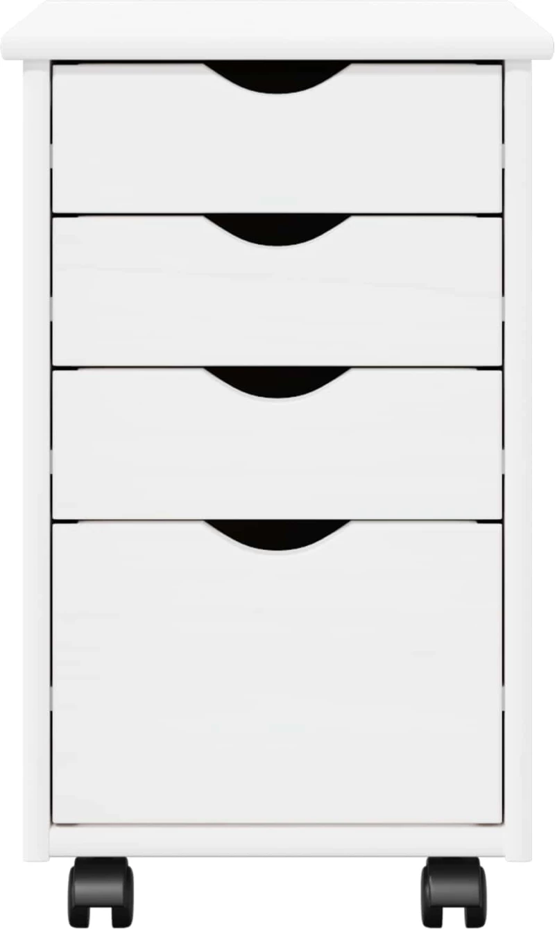vidaXL Κινητό Ντουλάπι με τροχούς Λευκός 34 x 39 x 56 εκ Στερεό πεύκο