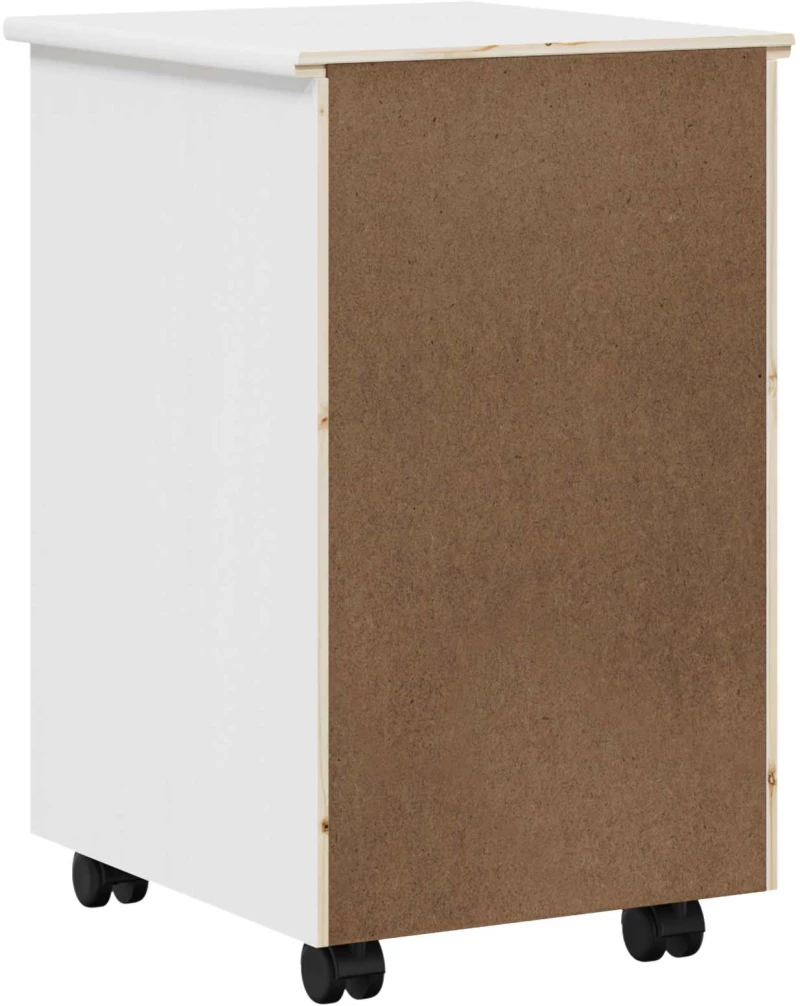 vidaXL Κινητό Ντουλάπι με τροχούς Λευκός 34 x 39 x 56 εκ Στερεό πεύκο