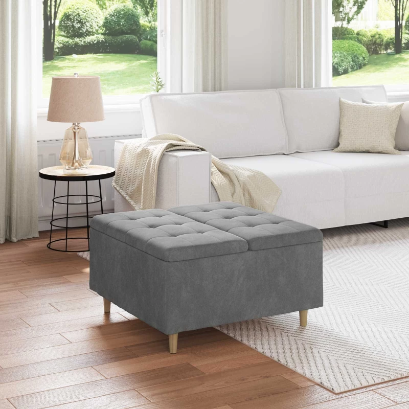 vidaXL Οθωμανικό αποθήκευσης Σκούρο Γκρι 80 x 80 x 45 cm Βελούδο