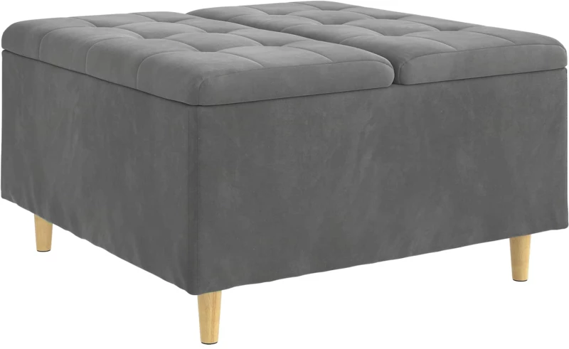 vidaXL Οθωμανικό αποθήκευσης Σκούρο Γκρι 80 x 80 x 45 cm Βελούδο