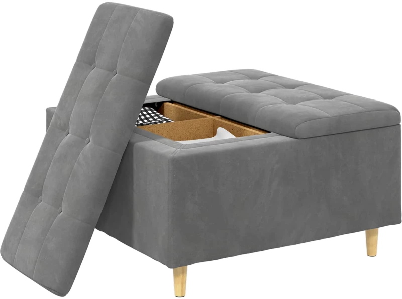 vidaXL Οθωμανικό αποθήκευσης Σκούρο Γκρι 80 x 80 x 45 cm Βελούδο