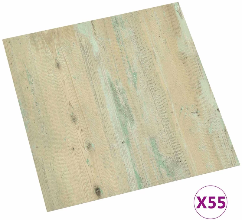 vidaXL Πλάκες Δαπέδου 5,11 τ.μ. 55 pcs PVC Λευκό και Ανοιχτό Καφέ