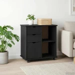 vidaXL Κινητό Ντουλάπι Μαύρο 63,5 x 39 x 65,5 εκ. Στερεό ξύλο πεύκου