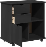 vidaXL Κινητό Ντουλάπι Μαύρο 63,5 x 39 x 65,5 εκ. Στερεό ξύλο πεύκου