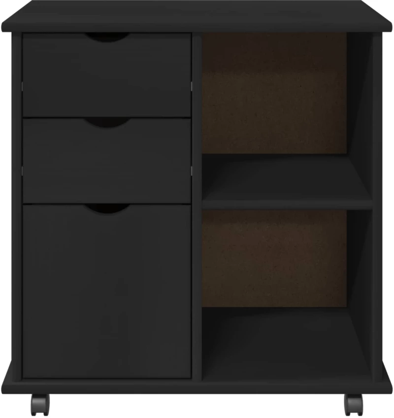 vidaXL Κινητό Ντουλάπι Μαύρο 63,5 x 39 x 65,5 εκ. Στερεό ξύλο πεύκου
