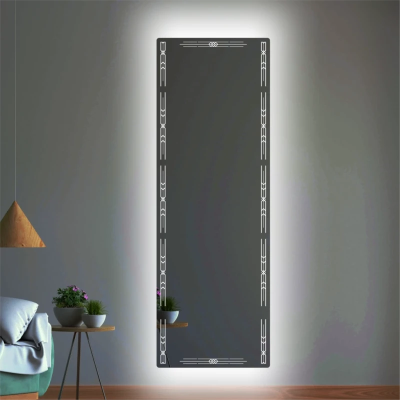 Stewehome Καθρέφτης Ολόσωμος με LED & Λέιζερ Σχέδιο – Φως Ημέρας 43x125 cm