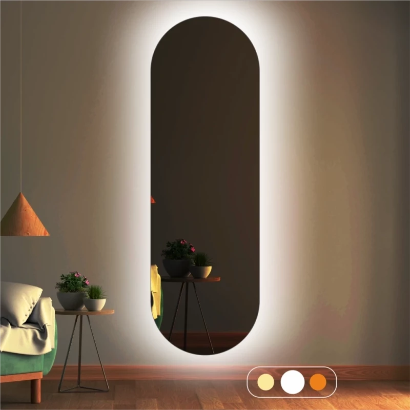 Stewehome Οβάλ Καθρέπτης με LED Φωτισμό λευκό 140x45 cm