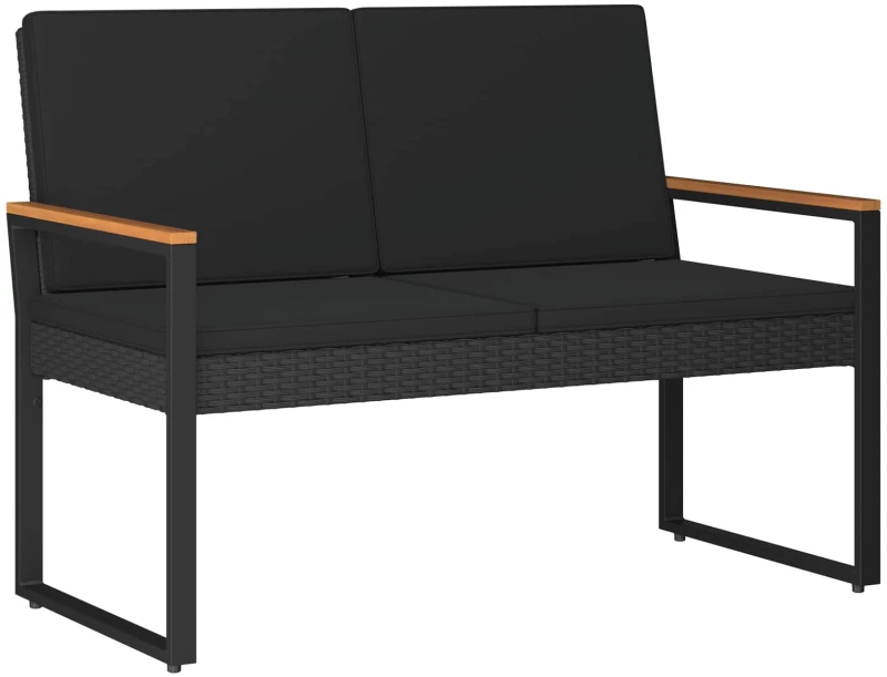 vidaXL Σετ Εξωτερικών Επίπλων με μαξιλάρι 4 pcs Μαύρο συνθετικό ρατάν