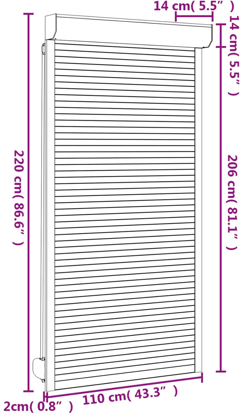vidaXL Ρολό εισόδου Ανθρακί 110 x 220 cm Αλουμίνιο και Πολυουρεθάνη
