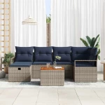vidaXL Σετ Καναπέ Κήπου με μαξιλάρι 7 pcs Γκρι συνθετικό ρατάν