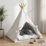 vidaXL Teepee για κατοικίδια με μαξιλάρι Λευκό 50 x 50 x 60 cm
