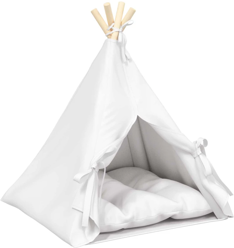 vidaXL Teepee για κατοικίδια με μαξιλάρι Λευκό 50 x 50 x 60 cm