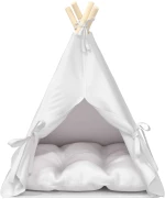 vidaXL Teepee για κατοικίδια με μαξιλάρι Λευκό 50 x 50 x 60 cm