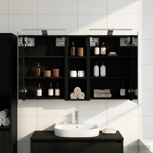 vidaXL Σετ Ντουλαπιών Μπάνιου με ράφι 3 pcs 100 x 10,5 x 60,5 εκ