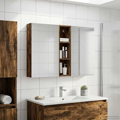 vidaXL Σετ Ντουλαπιών Μπάνιου με ράφι 3 pcs 120 x 14,5 x 70 εκ