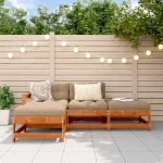 vidaXL Σετ Ξαπλώστρας Κήπου 4 pcs Κερί Παλαίωσης Μασίφ Ξύλο Πεύκου