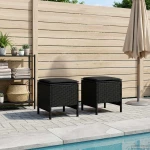 vidaXL Σκαμπό Κήπου 2 Τεμάχιο Μαύρο 38 x 38 x 45 cm Ράτα PE