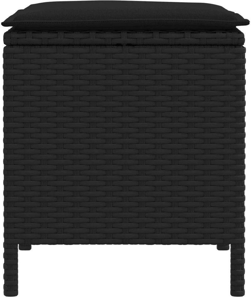 vidaXL Σκαμπό Κήπου 2 Τεμάχιο Μαύρο 38 x 38 x 45 cm Ράτα PE
