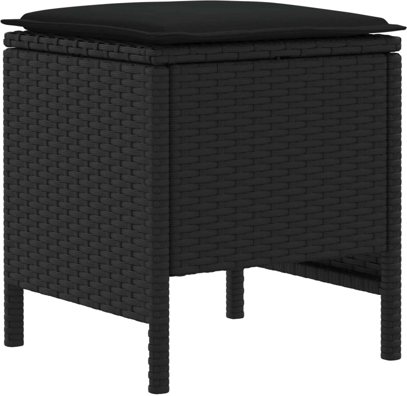 vidaXL Σκαμπό Κήπου 2 Τεμάχιο Μαύρο 38 x 38 x 45 cm Ράτα PE