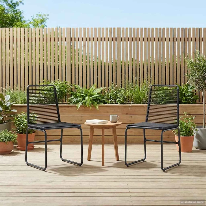 vidaXL Καρέκλες Κήπου 2 pcs Μαύρο 48 x 55 x 89,5 εκ. Ρατάν