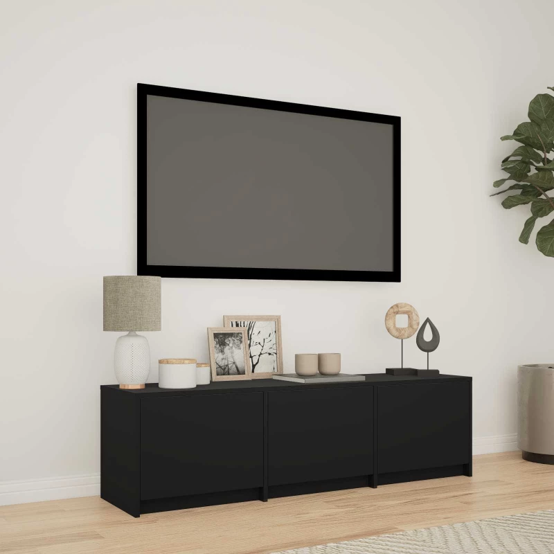 vidaXL Τηλεοπτική βιβλιοθήκη με LED με LED Μαύρο 140 x 34 x 40 εκ