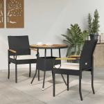 vidaXL Καρέκλες Κήπου με μαξιλάρι 2 pcs Μαύρο και Κρεμ Λευκό