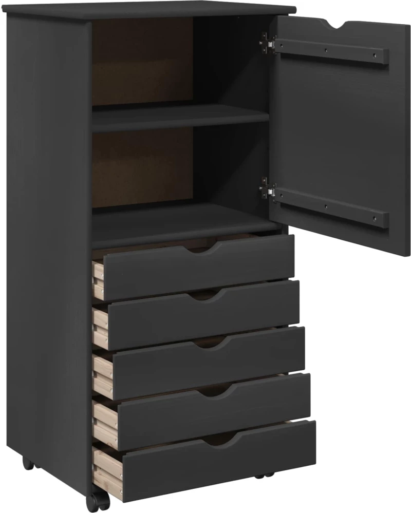 vidaXL Κινητό Ντουλάπι Γκρι 53 x 39 x 103 cm Στερεό ξύλο πεύκου