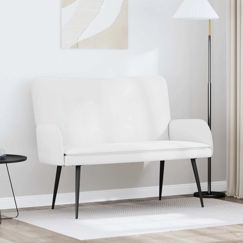 vidaXL Καναπές 2 ατόμων Λευκό 115 x 61 x 87 εκ. Ύφασμα
