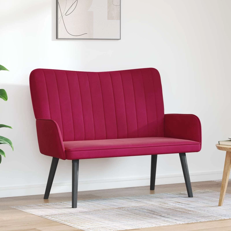 vidaXL Διθέσιος Καναπές Μπορντό 115 x 61 x 87 εκ. Βελούδο