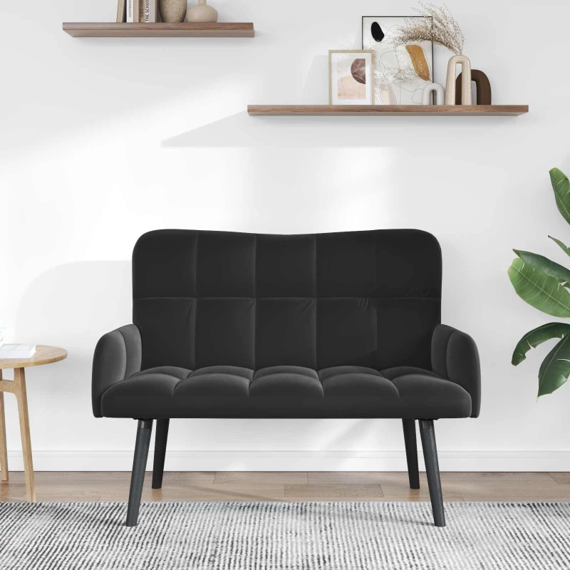 vidaXL Διθέσιος Καναπές Μαύρο 115 x 61 x 87 εκ. Βελούδο