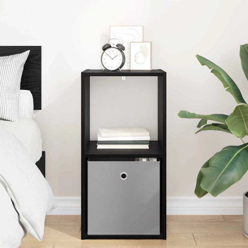 vidaXL Κομοδίνο Μαύρη Οξυά 35 x 32 x 68,5 εκ Επεξεργασμένο ξύλο