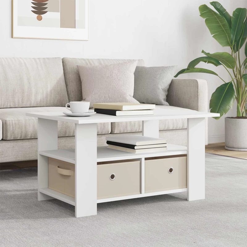 vidaXL Τραπεζάκι σαλονιού Λευκό 77 x 55 x 42 εκ. Επεξεργασμένο ξύλο