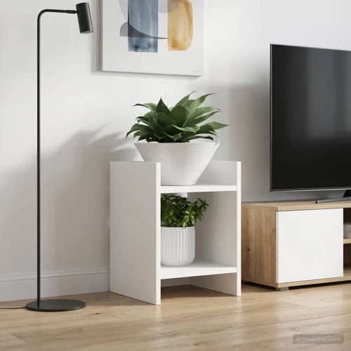 vidaXL Βάση φυτών Λευκός 30 x 30 x 40 cm Μηχανικά επεξεργασμένο ξύλο