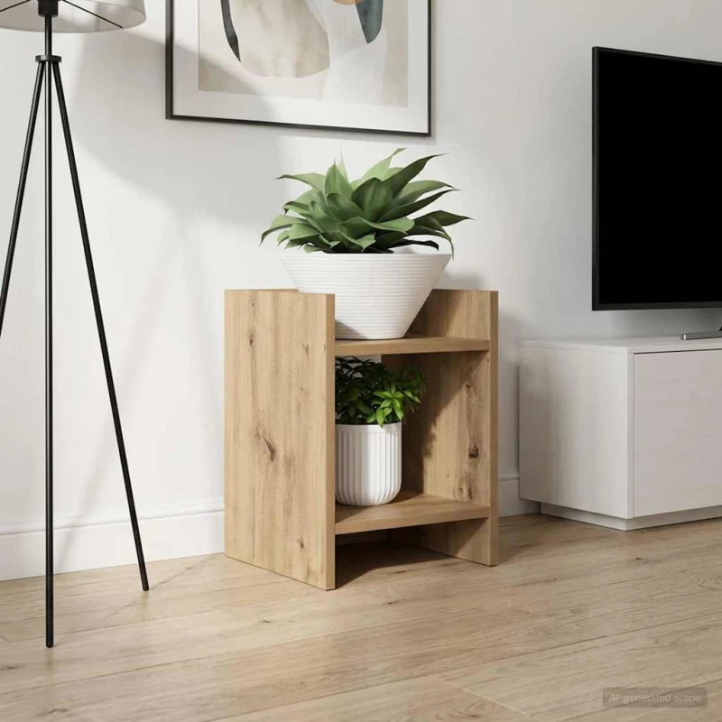 vidaXL Βάση φυτών με ράφι Τεχνίτικη Δρυς 30 x 30 x 40 cm