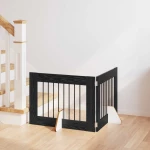 vidaXL Πύλη Σκύλου με Στηρίγματα 2 pcs Μαύρη Δρυς 80 x 60 cm