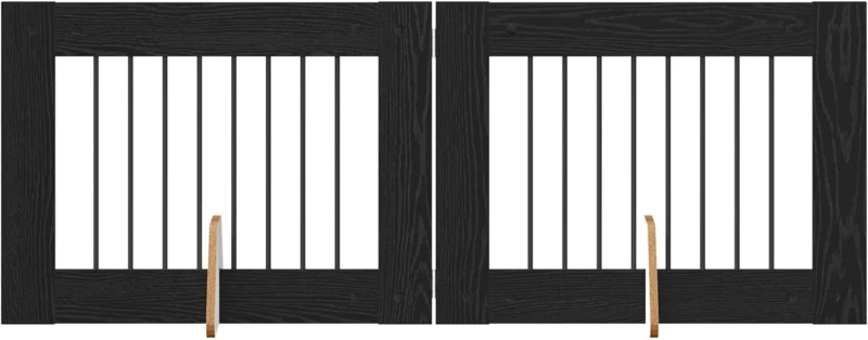 vidaXL Πύλη Σκύλου με Στηρίγματα 2 pcs Μαύρη Δρυς 80 x 60 cm