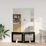vidaXL Πύλη Σκύλου με Στηρίγματα 2 pcs Μαύρη Δρυς 80 x 60 cm