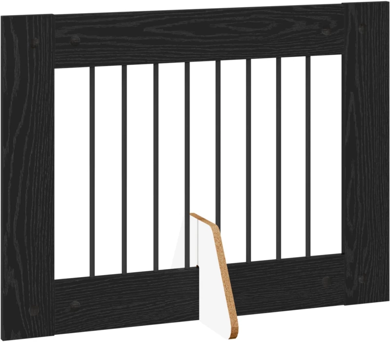 vidaXL Πύλη Σκύλου με Στηρίγματα 2 pcs Μαύρη Δρυς 80 x 60 cm