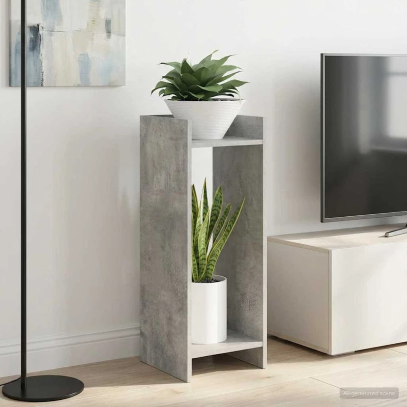 vidaXL Βάση φυτών με ράφι 2 pcs Σκυρόχρωμο Γκρι 30 x 30 x 80 cm